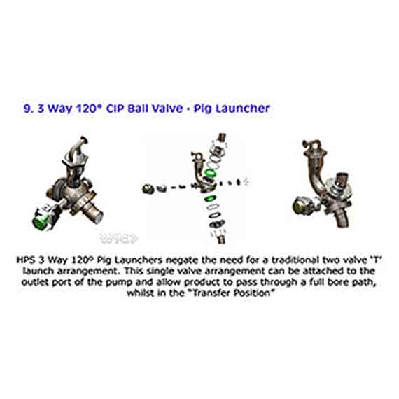 3 way 120° CIP Ball Valve - Pig Launcher